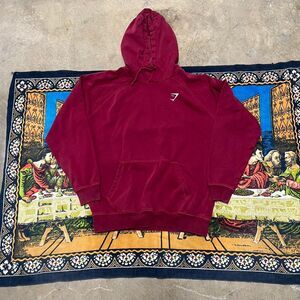 Gymshark Men's Burgundy and Red Hoodie Gymwear YoungLA Athleisure Pullover